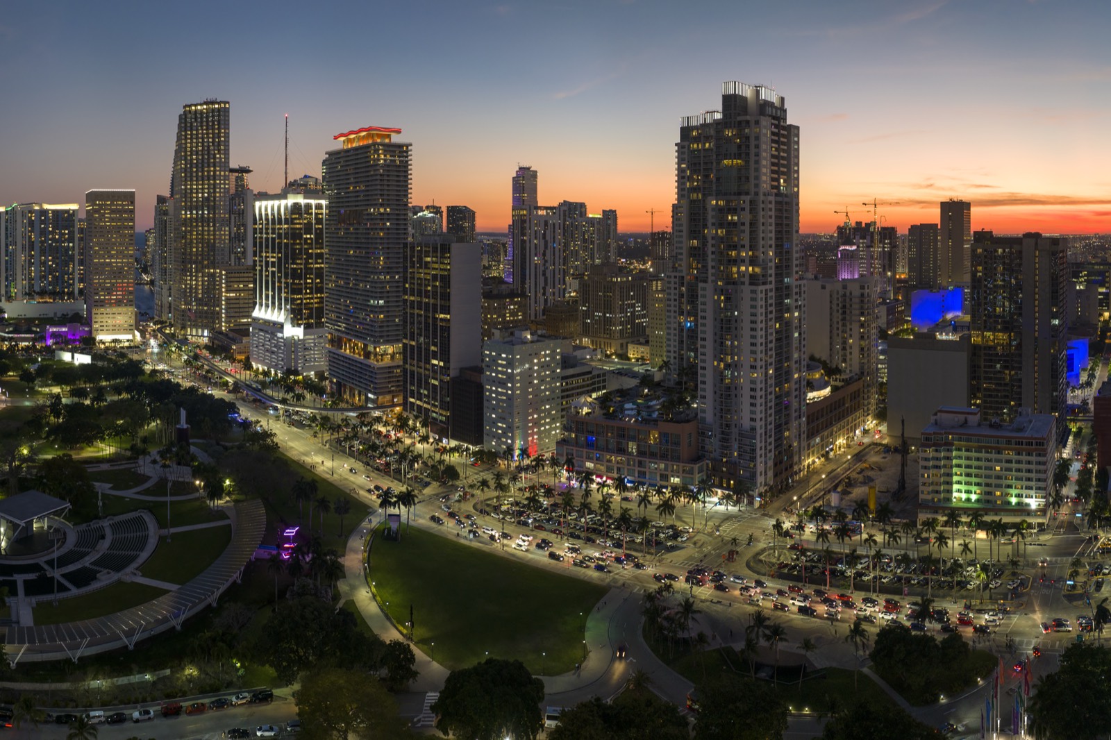 Miami skyline at night