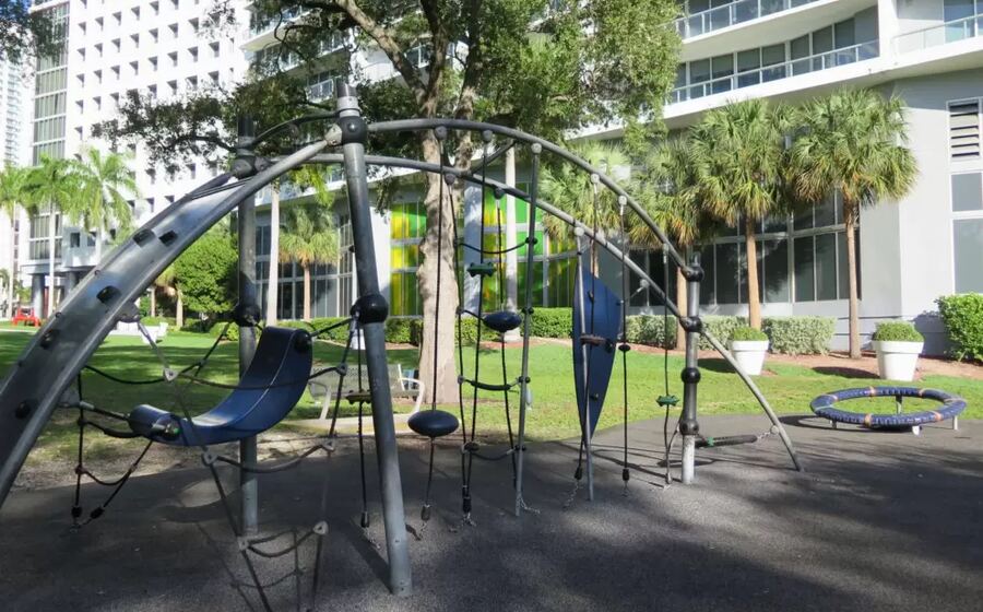 Modern climbing equipment at Brickell Point Playground